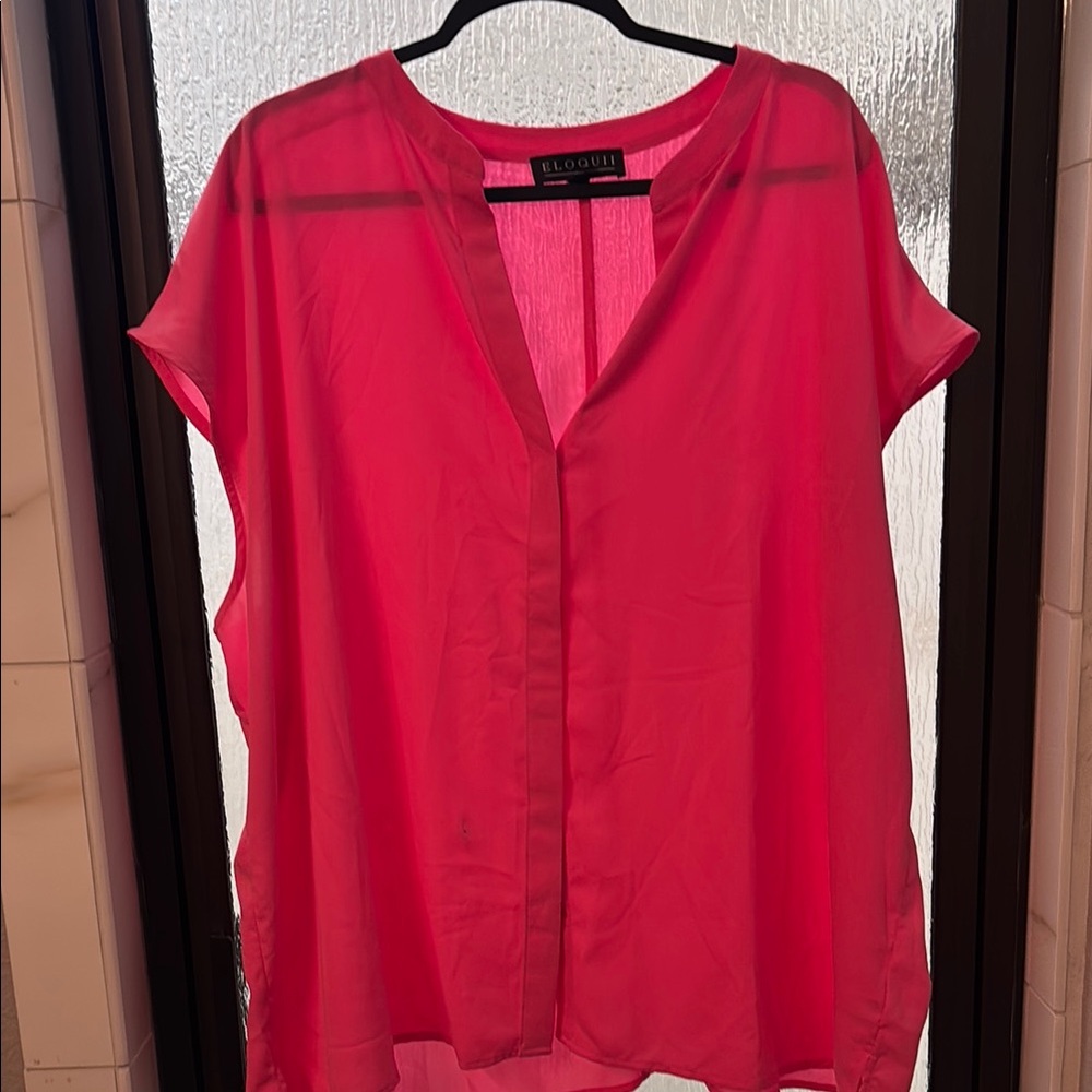 Eloquii Pink Boxy Buttoned Blouse